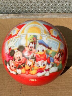 Vintage Brunswick Disney Mickey Mouse & Friends Bowling Ball Red Viz-A-Ball OREL
